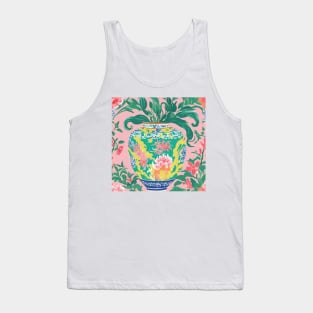 Yellow chinoiserie jar on pink Tank Top